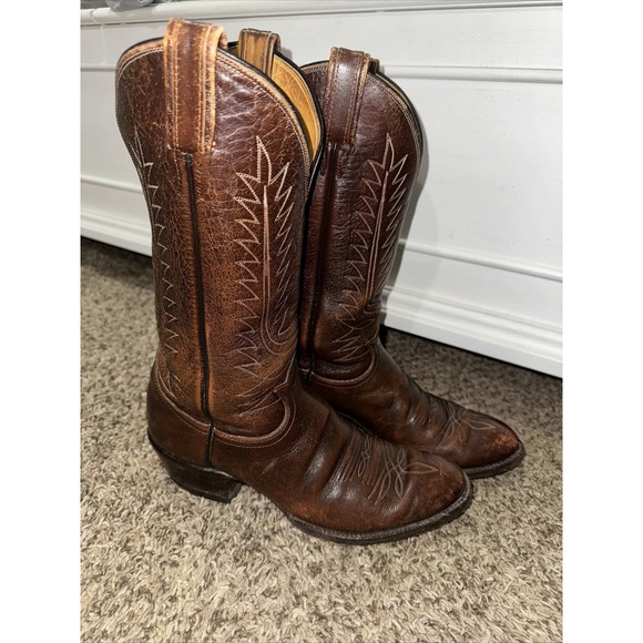 Tony Lama Men's Brown Boots Black Label 6339 9-1/2 B 9.5 B (narrow) Cat's Paw